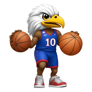jayhawk with basketball  sticker