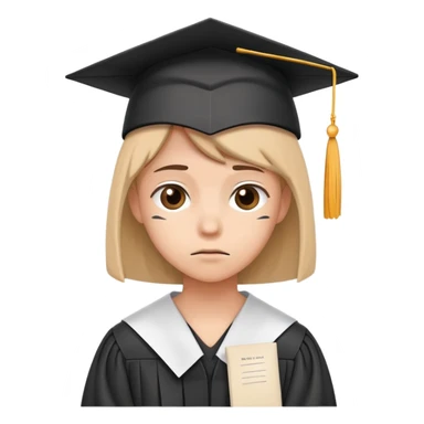 sad student with a failed test paper and a graduation cap sticker