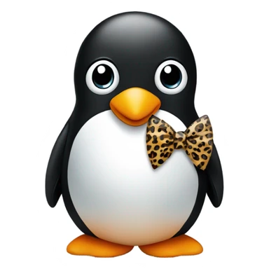 a penguin with a leopard print bow  sticker