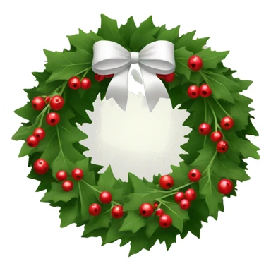 Christmas wreath with red berries and white ribbon on top of the wreath sticker