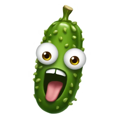 pickle with crazy face sticker