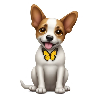 dog with a butterfly  sticker