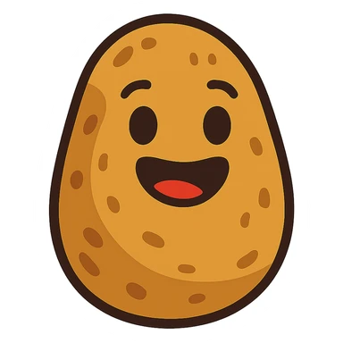 smiling potato tuber with mouth and eyes sticker