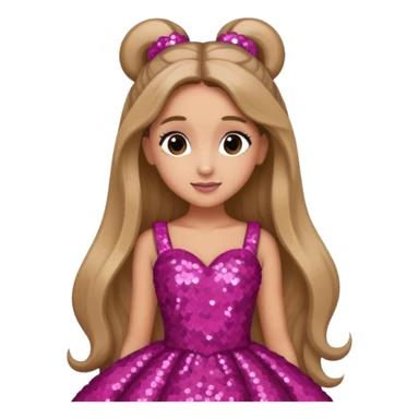 Ariana Grande with long dark blonde hair, dark pink sequin dress sticker