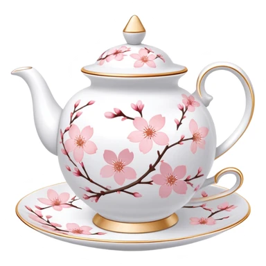 Cute Pastel pink and white Cherry Blossom Sakura Tea Porcelain Set sticker