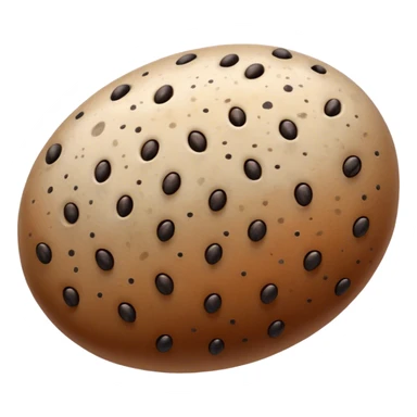 realistic seed, detailed macro close-up, textured surface with natural patterns, shades of brown and little beige with a few small equal sized distinctive black speckles, oval-shaped, glossy, studio lighting, sharp focus, high-resolution photography, isolated on neutral background sticker