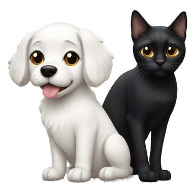 White dog and black cat  sticker