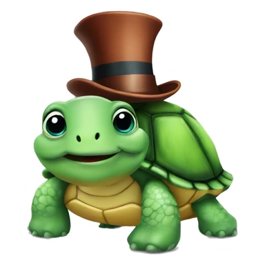 emoji turtle with tophat sticker