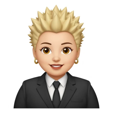 fat spiky haired happy woman with suit sticker