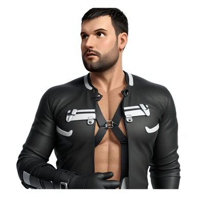 muscular male in stylish harness sticker