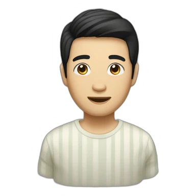 asian male with curtains haircut black hair sticker