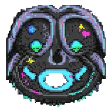 broken screen emoji with glitch artifacts and neon accents sticker