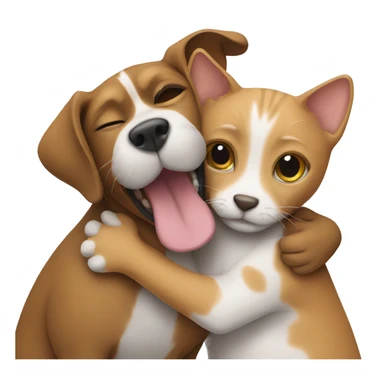 Dog and cat hugging sticker