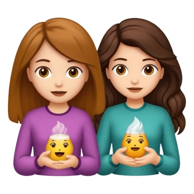 duas meninas lindas uma de cabelo encaracolado e a outra de cabelo castanho, a darem um abraço de amizade sticker