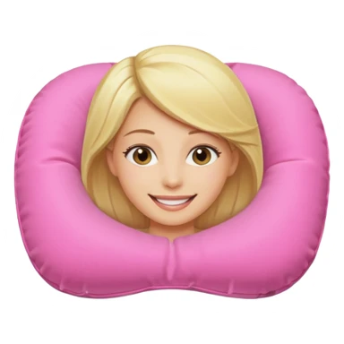 blonde woman using pink travel pillow  sticker