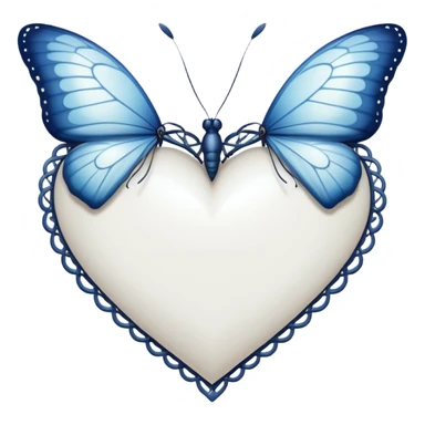 white heart with a butterfly border sticker