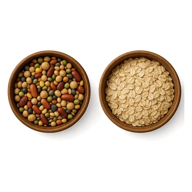 BOWL DI LEGUMI INSIEME A BOWL DI FIOCCHI DI AVENA,  iperrealistico 4k sticker