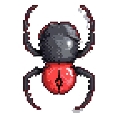 black widow spider with red hourglass sticker