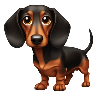 Red short haired dachshund with a black and brown long haired dachshund sticker
