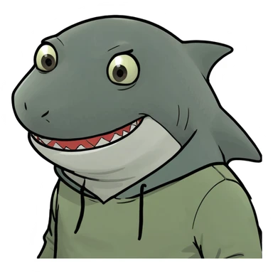 Shark wearing hoodie sticker