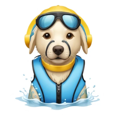 White labrador with snorkel and and swimmers vest sticker