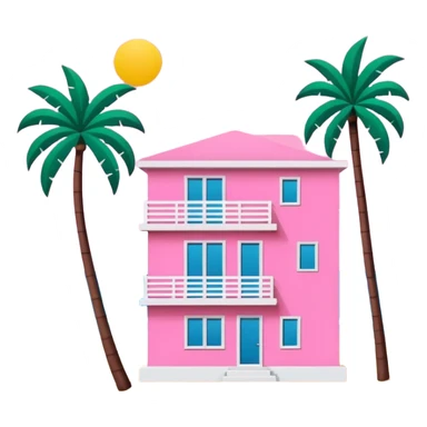 Matisse style pink SPAM Miami beach landscape sticker