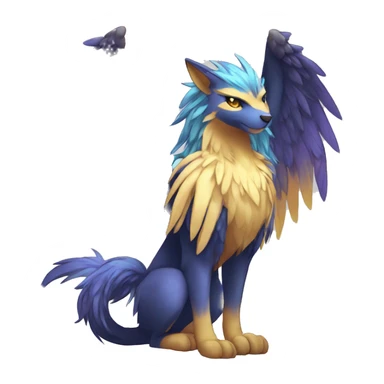 Anthro Sona Cool Edgy Cute Legendary Colorful Shy Winged Shiny Fakemon-Fantasy-Creature With Long Hair-Mane Full Body Detailed High Quality sticker