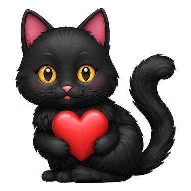 black cat with heart sticker