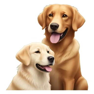 Dark Fox red Labrador and white golden retriever smiling together sticker