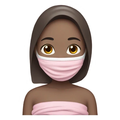 Pale girl with pink face mask in a pink towel with dark brown hair  sticker