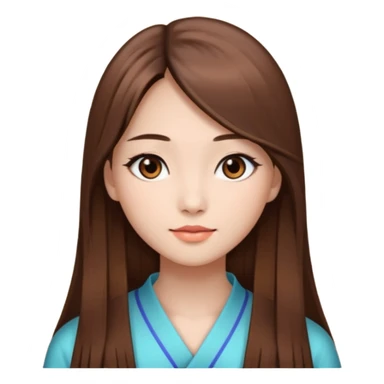 Beautiful girl,brown hair,straight hair，long hair,Black eyes,Chinese sticker