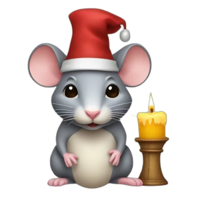 a rat with a nightcap and candle sticker