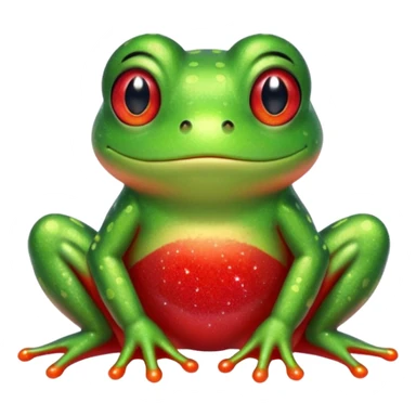 Frog Cute Red Glitter transversal sticker
