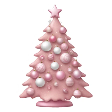 Pastel pink Christmas tree with pink and white ornaments  sticker