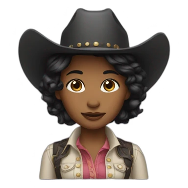 cowgirl black straight hair sticker