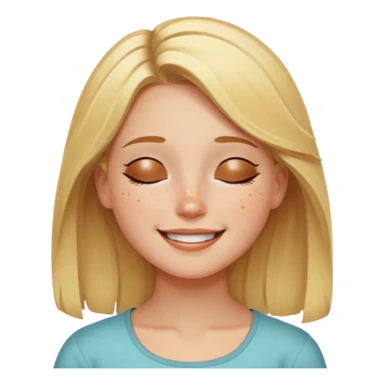 Happy blonde girl with eyes closed and mouth smiling sticker