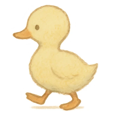 tiny duckling silhouette, Japanese pastel hand-drawn style, full object sticker