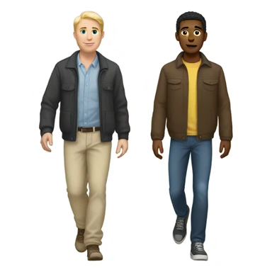 white skin man walking with his friend  sticker