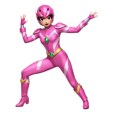 Pink Power Ranger in a dynamic, energetic dance pose sticker