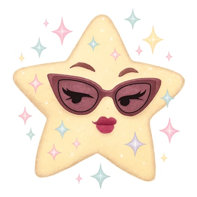tiny star with a pastel sparkle, glamorous and stylish, no background sticker