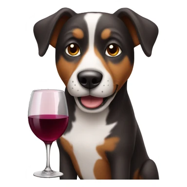 dog with wine sticker