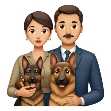Human Husband and wife with their sable German shepherd  sticker