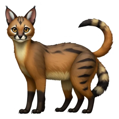 Colorful dark black gloomy spooky pointy foggy smoky points-marked glorious divine exotic cute cool beautiful beautiful fantasy-caracal-civet-genet-sergal-vernid-Cacomistle-Trico-oncilla-animal-Fakémon-hybrid-fursona (full body) sticker