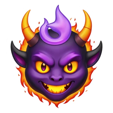 black devil horns on fire with purple halo sticker