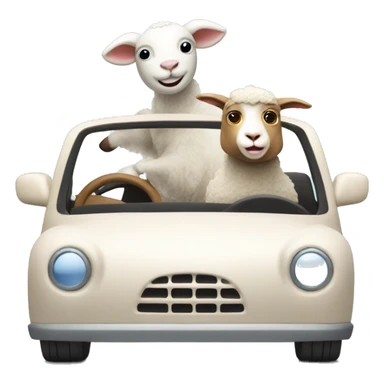 lamb driving a car with a cute goat in the passenger  sticker