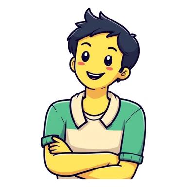 Arms crossed holding neck laughing sticker