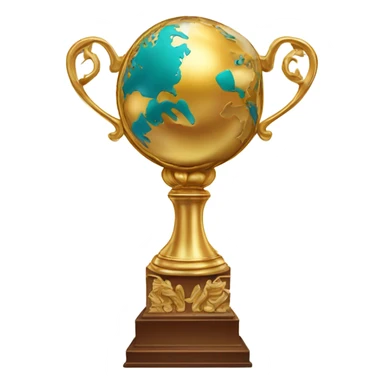 The world in the cup of huge golden trophy sticker