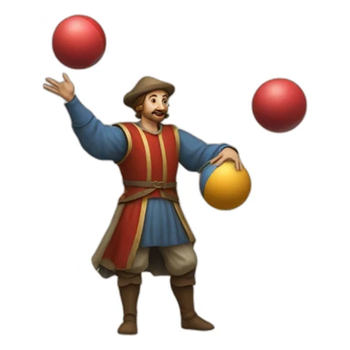 medieval juggler juggling 4 balls sticker