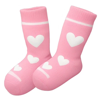 Baby pink socks with white hearts sticker