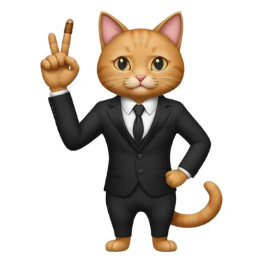 A cat in the black suite with a cigar in a paw with the other paw in the "classic" hand gesture with a "classic" face. sticker